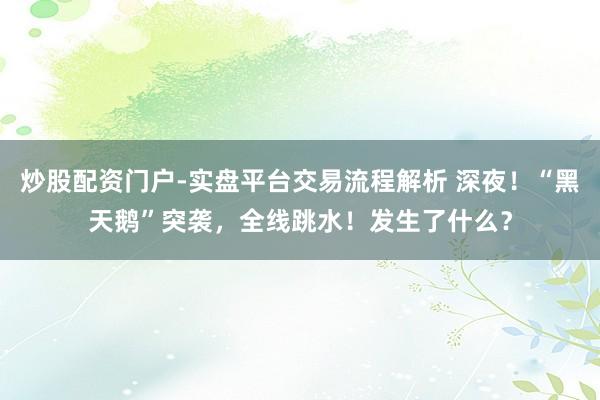 炒股配资门户-实盘平台交易流程解析 深夜！“黑天鹅”突袭，全线跳水！发生了什么？